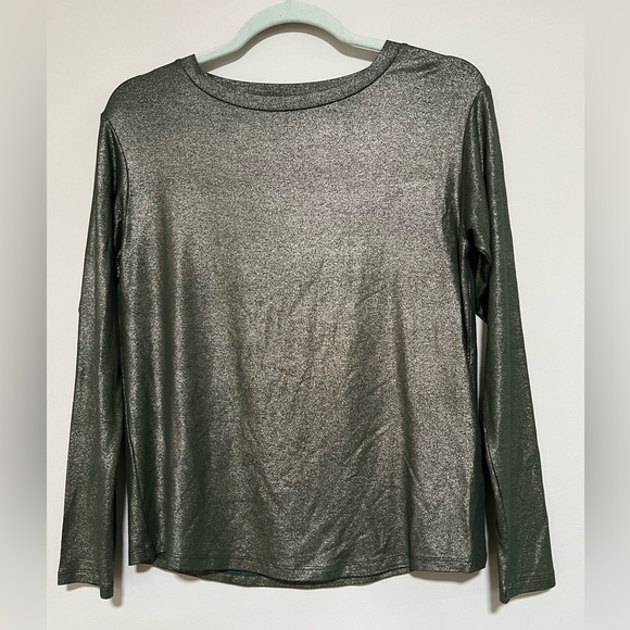Majestic Filatures Green Metallic Deluxe Soft Touch Tee Shirt Size 1 XS/S - Picture 1 of 6